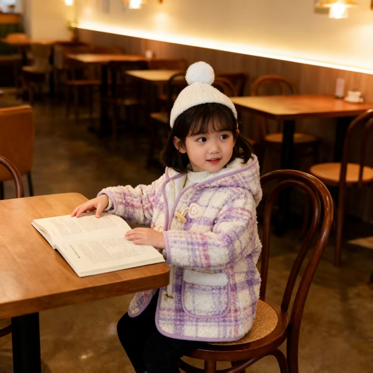【紫精灵】H25264女宝冬季洋气百搭羊羔毛棉服加厚新品儿童童装