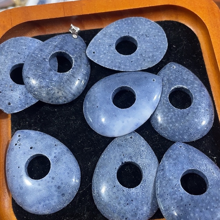 合金玛瑙/玉髓珠宝半成品2个蓝精灵水滴