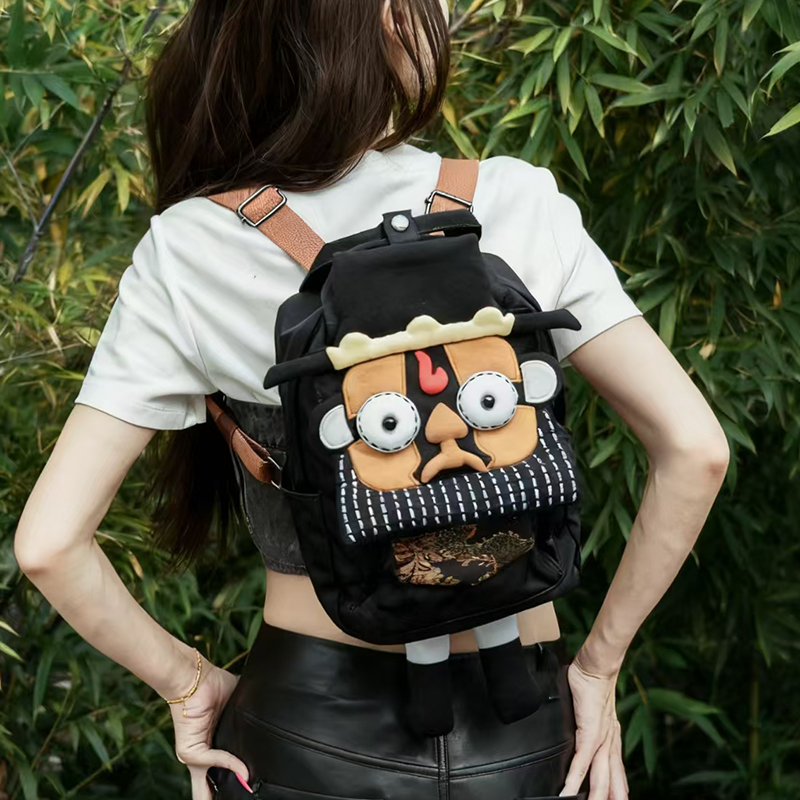 芽小七京剧花脸创意个性搞怪手工制作双肩背书小包迷你女大学生