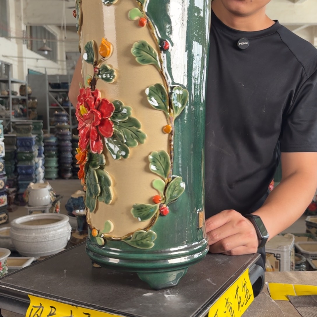 一风堂石湾花盆。内口16*37，打孔痕迹