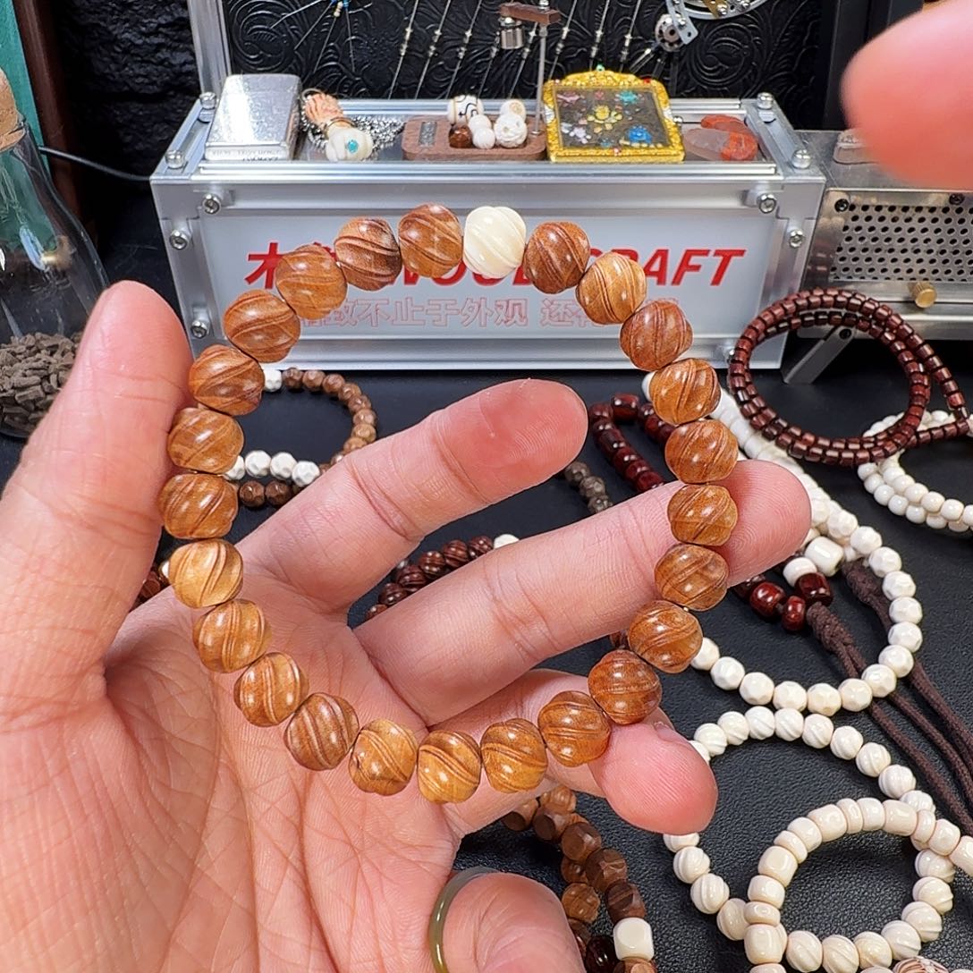 A***A檀香木手串/手链老山檀双线扭丝