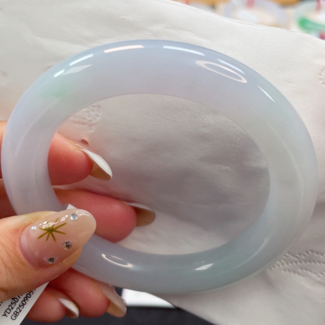 未镶嵌手镯翡翠3号粉飘绿圆条