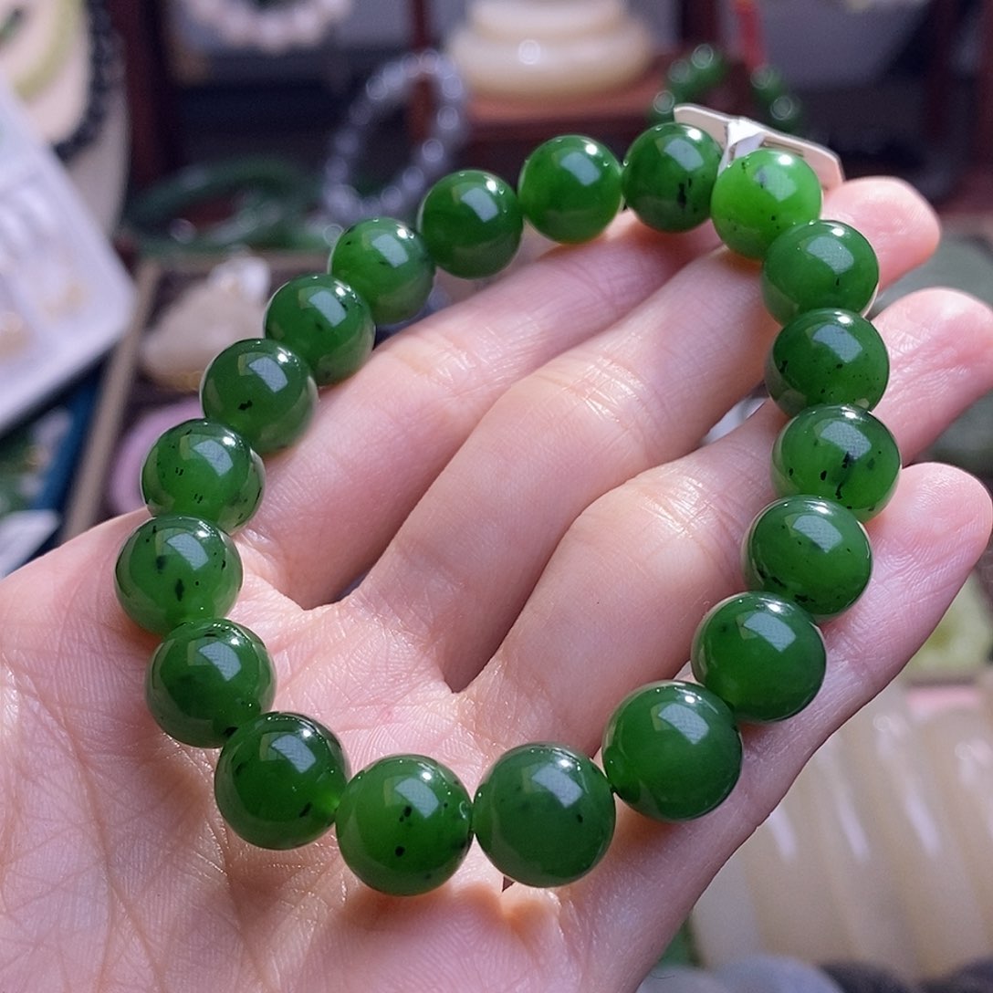 和田玉碧玉手串10MM未镶嵌