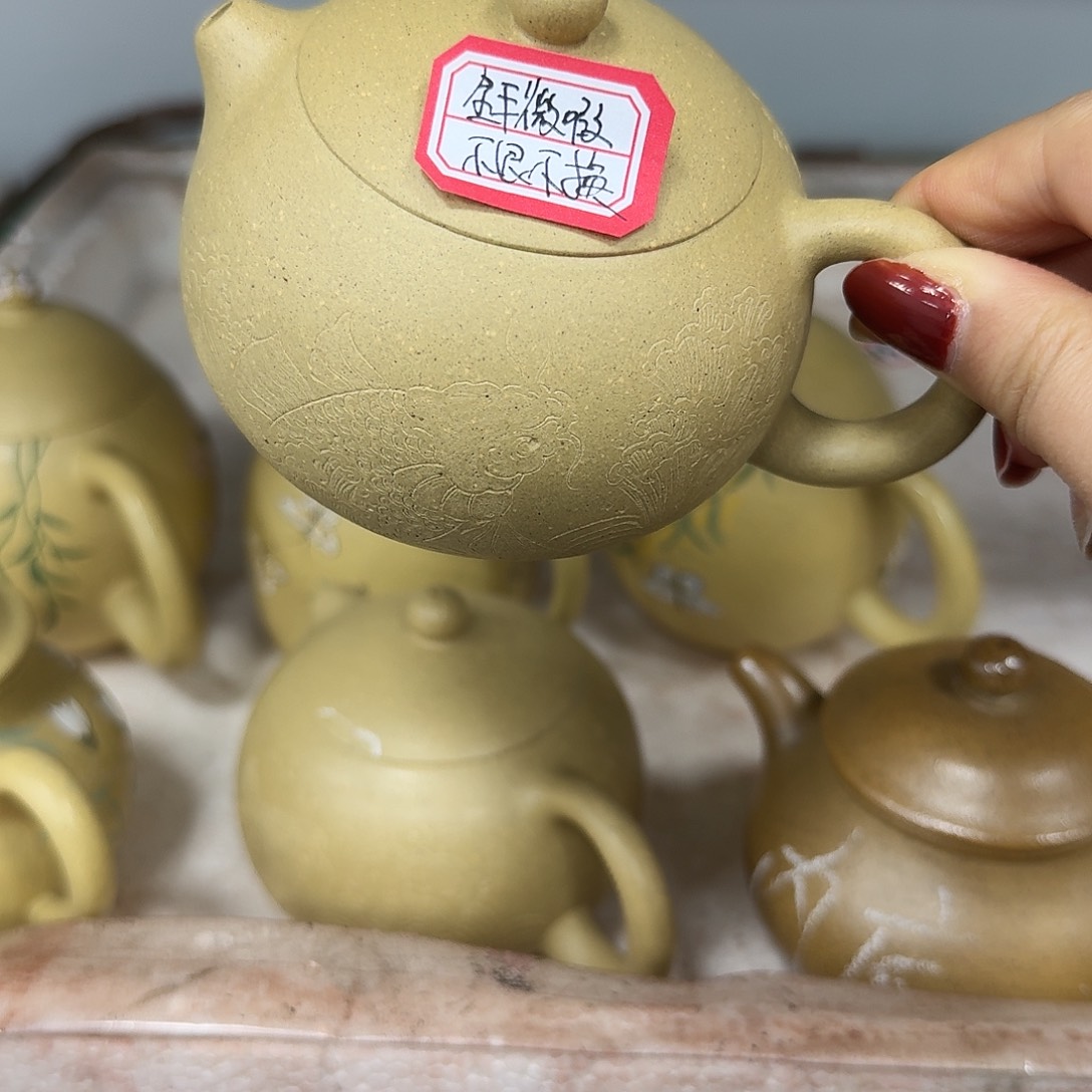 紫砂茶壶黄龙山原矿本绿210