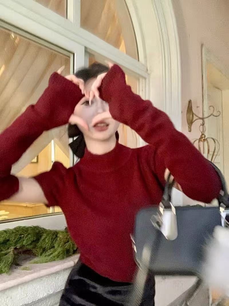  Coriander 香菜 冬款针织泡泡袖纯色断袖毛衣682998