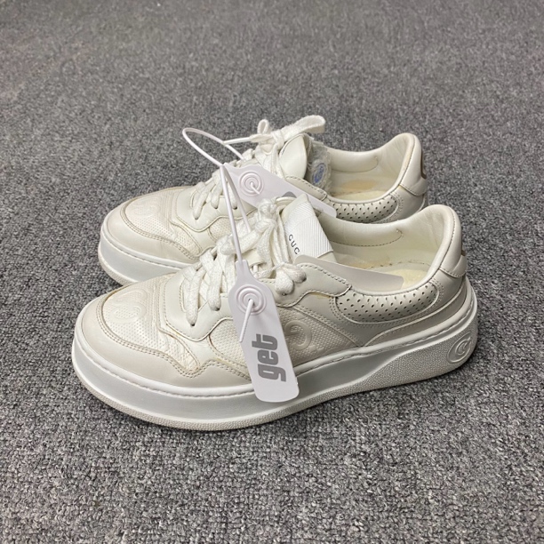 95新 GUCCI/古驰 98新/37码/古驰/白饼干鞋（无原装鞋垫）/BF00789