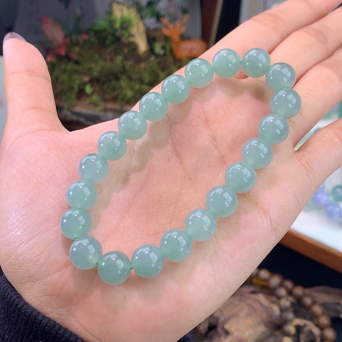 翡翠未镶嵌手链晴绿手串