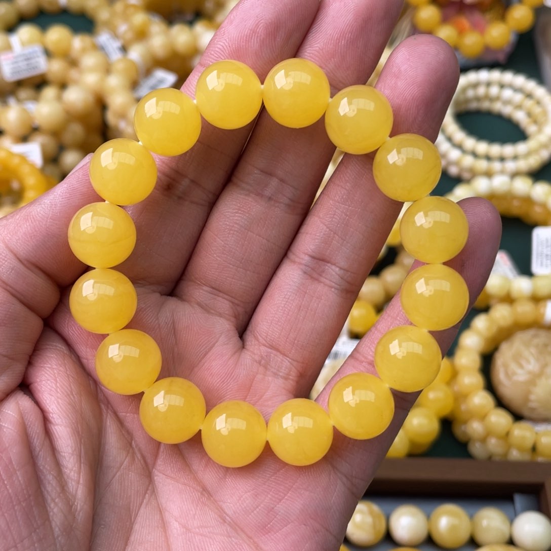 未镶嵌蜜蜡珠宝奇石13mm焦皮同料圆珠手串20.2