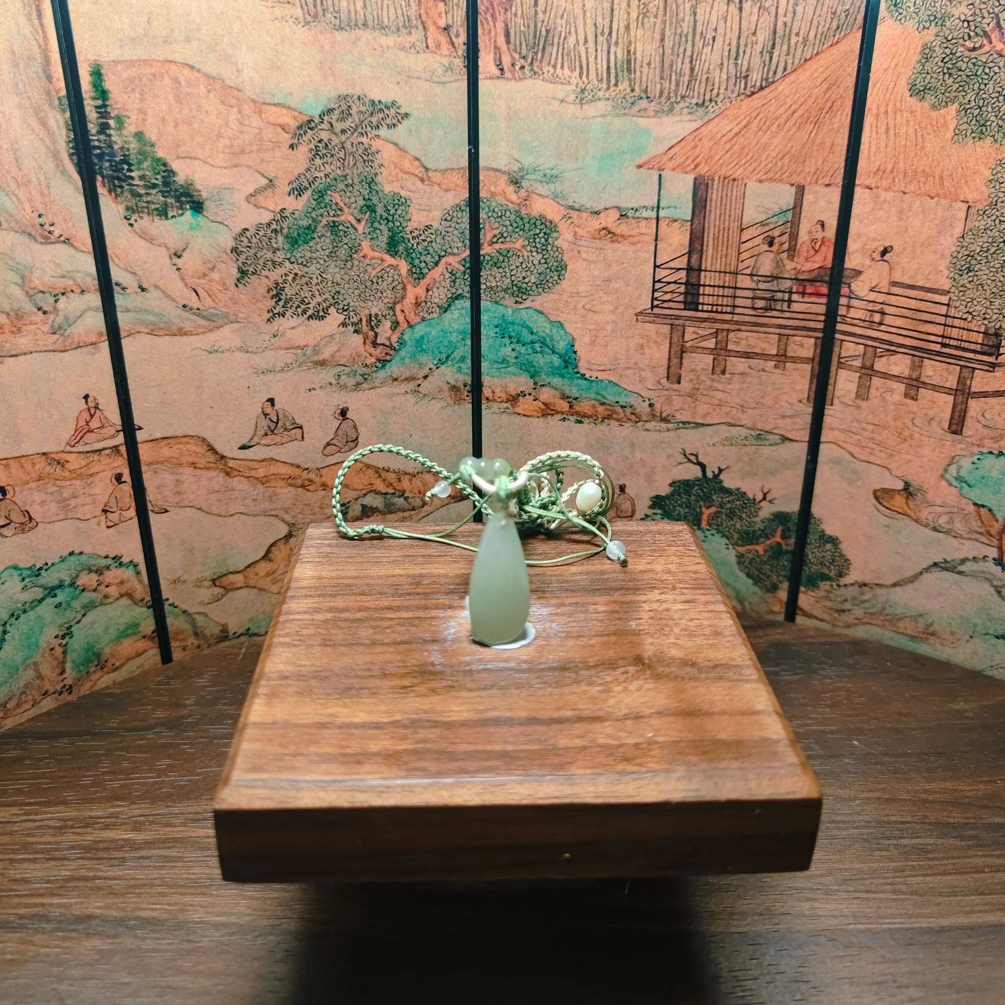 E和田玉水滴无事牌吊坠1375