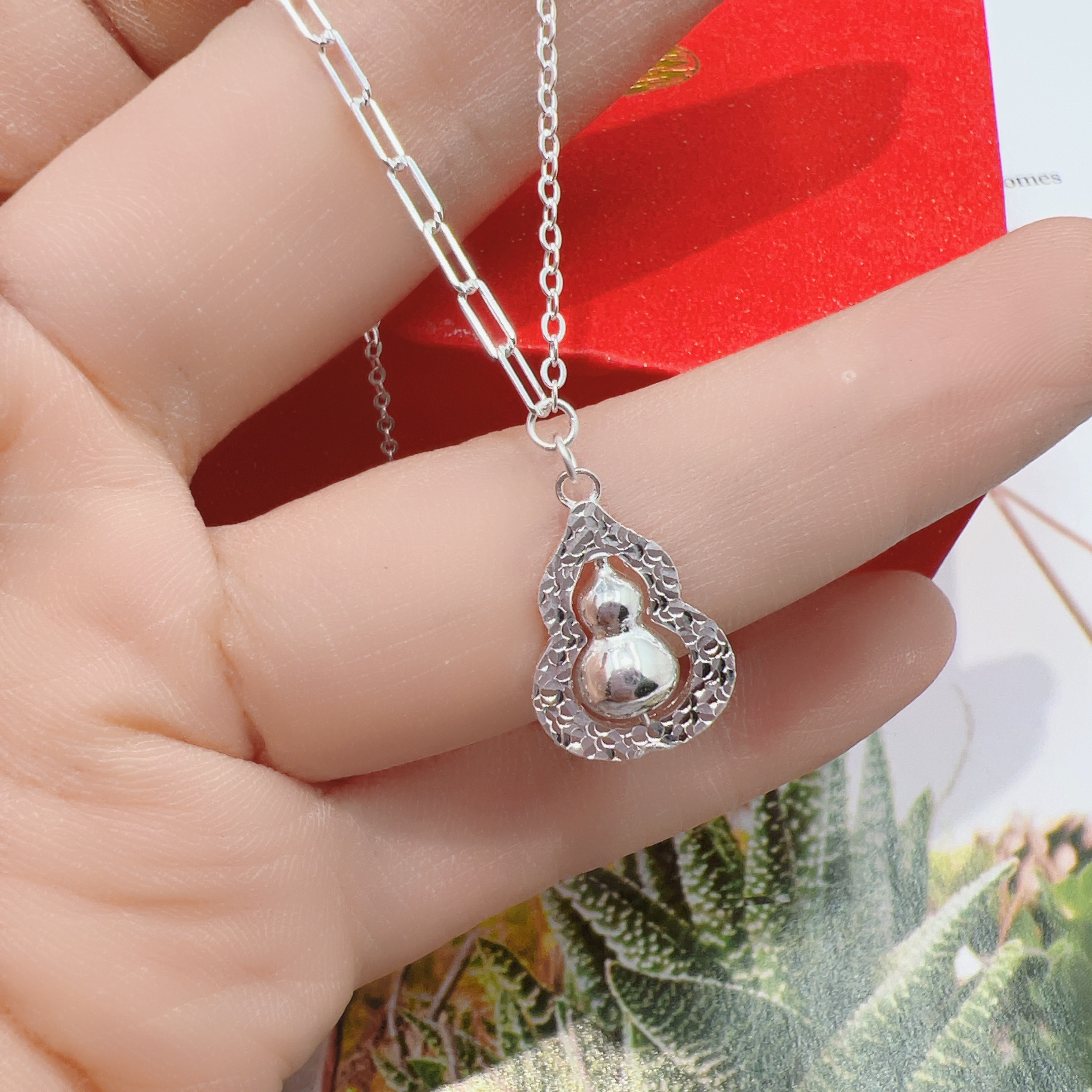 坠链均足银 足银碎冰冰时来运转葫芦套链T012