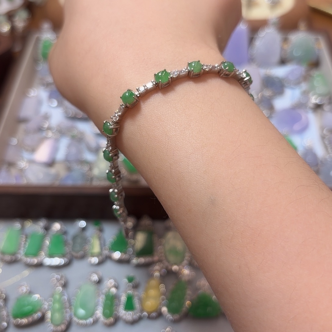 翡翠银S925镶嵌手链