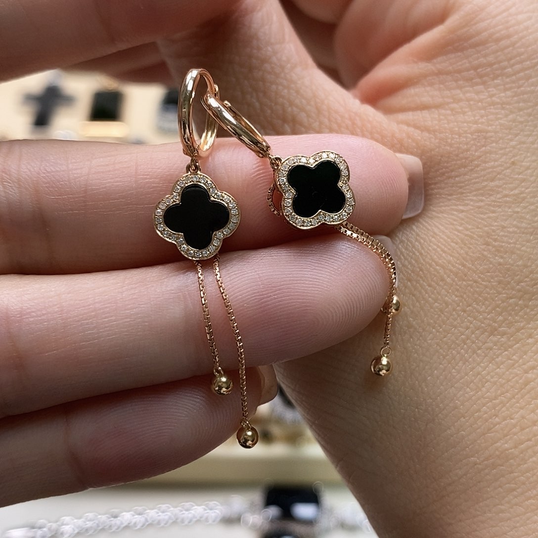 翡翠耳饰18K金镶嵌墨翠