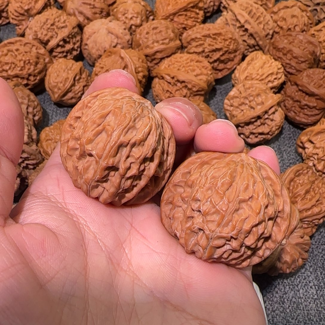把件文玩核桃37尺橘红皮小磨盘