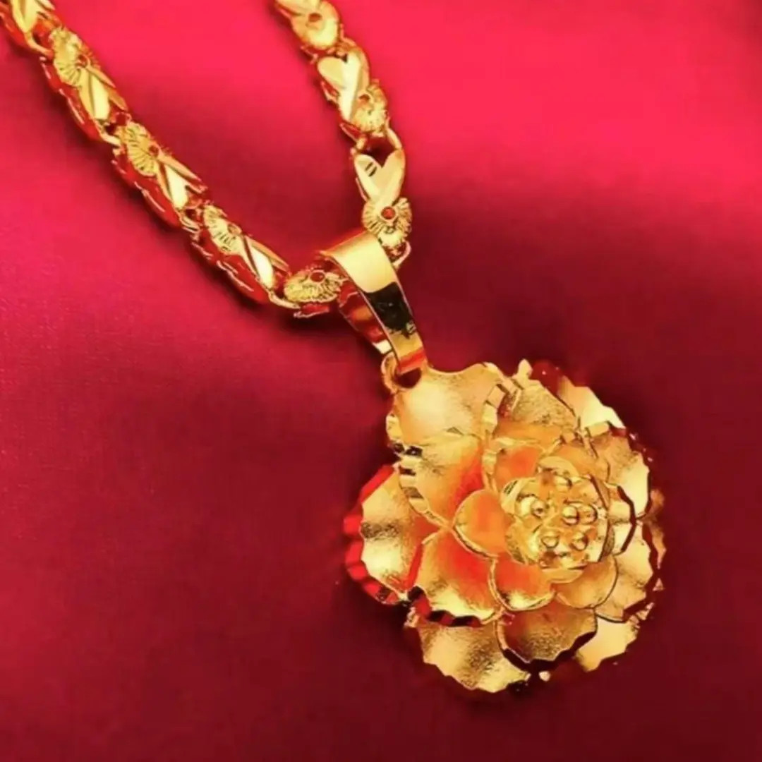 孟加拉赤金【牡丹花项链】时尚经典气质精美百搭女款传承