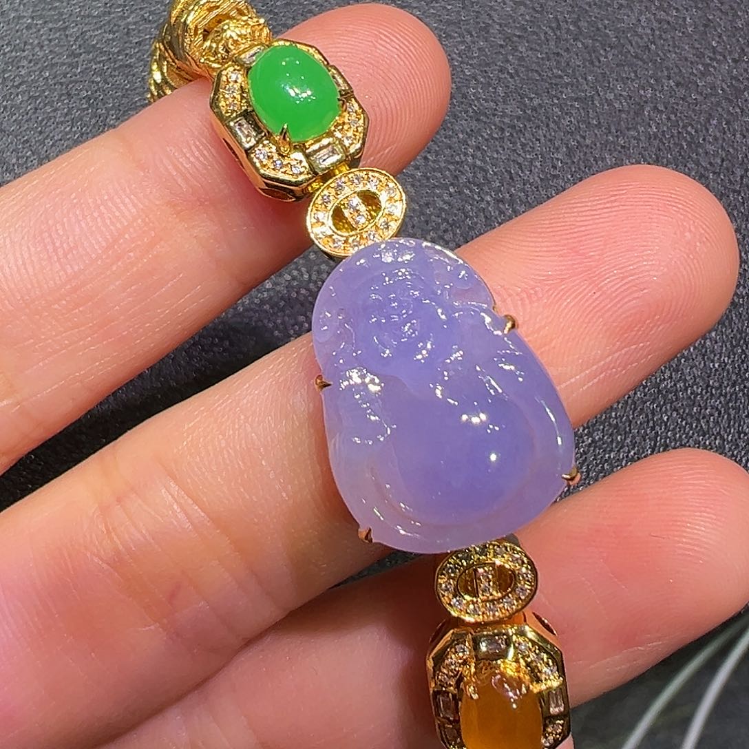 翡翠18K金镶嵌手链