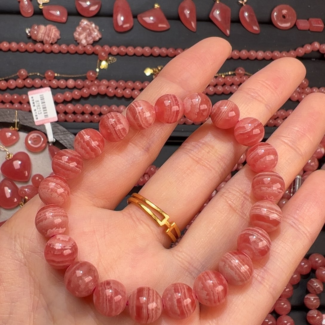 菱锰矿（红纹石）未镶嵌手绳