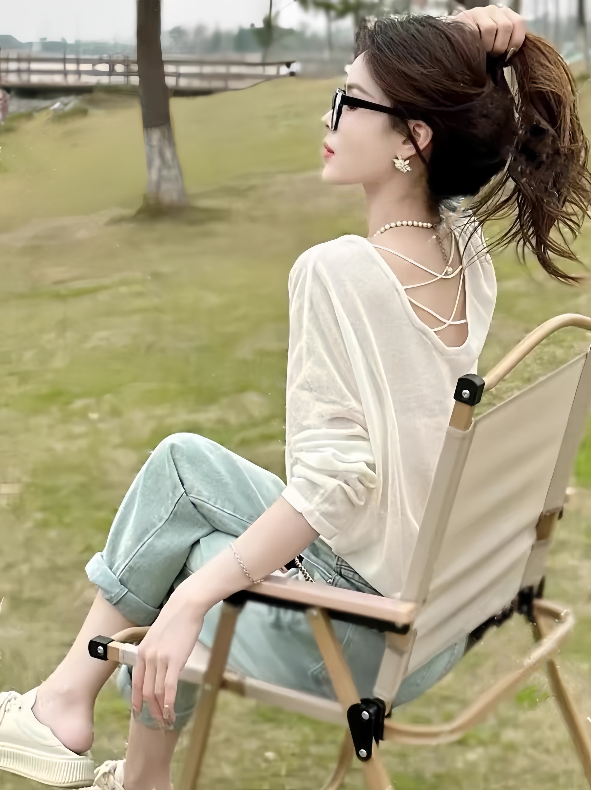 设计感露背长袖防晒衫女夏季2025年新款宽松轻薄透气冰丝罩衫外穿