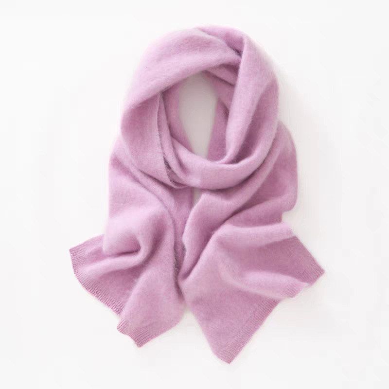 26支120g山羊绒羊毛拉毛针织围巾女同款两用保暖纯色披肩亲肤柔