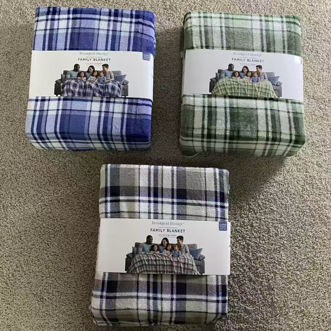 格纹柔软毛绒毯子