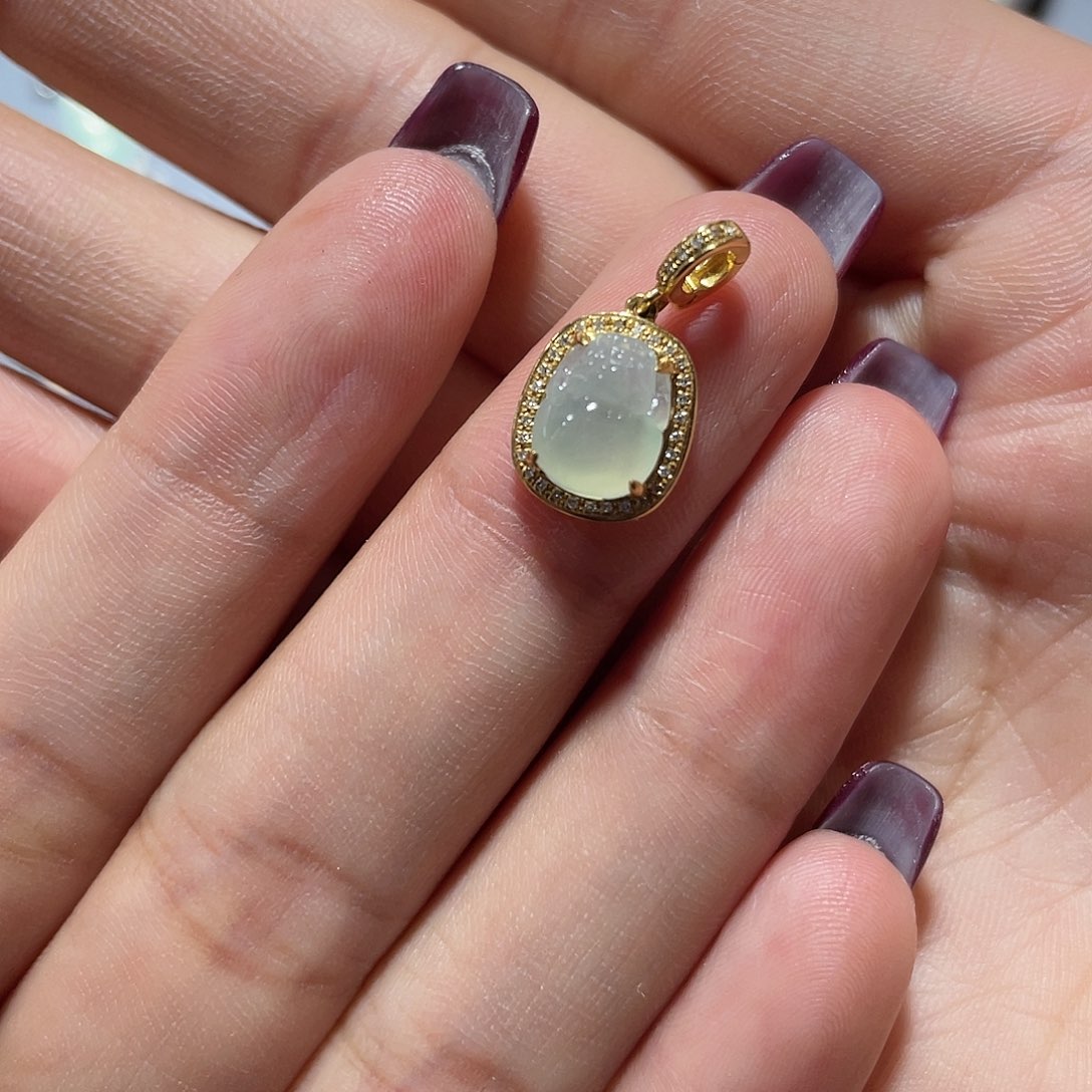 翡翠18K金镶嵌吊坠(不含链)