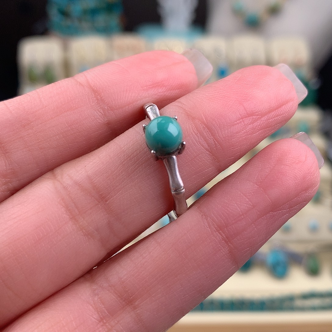 绿松石银S925镶嵌戒指