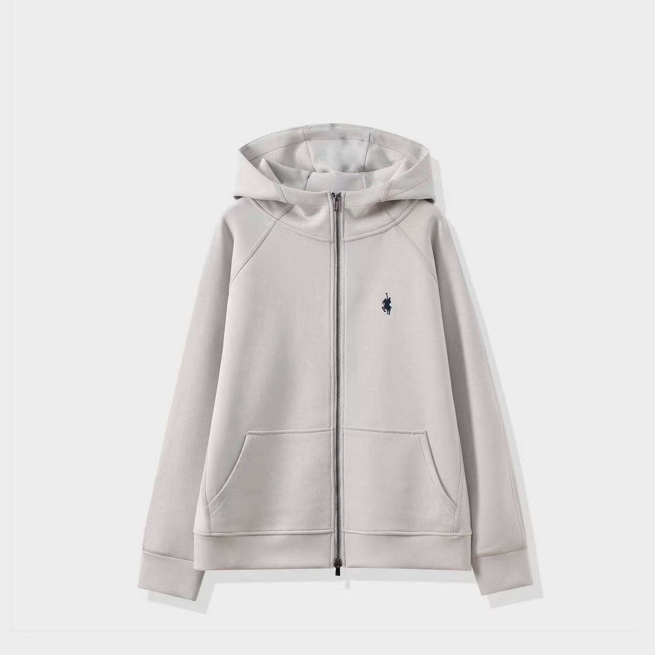 8709-新品宽松显瘦休闲减龄运动连帽双拉链外套