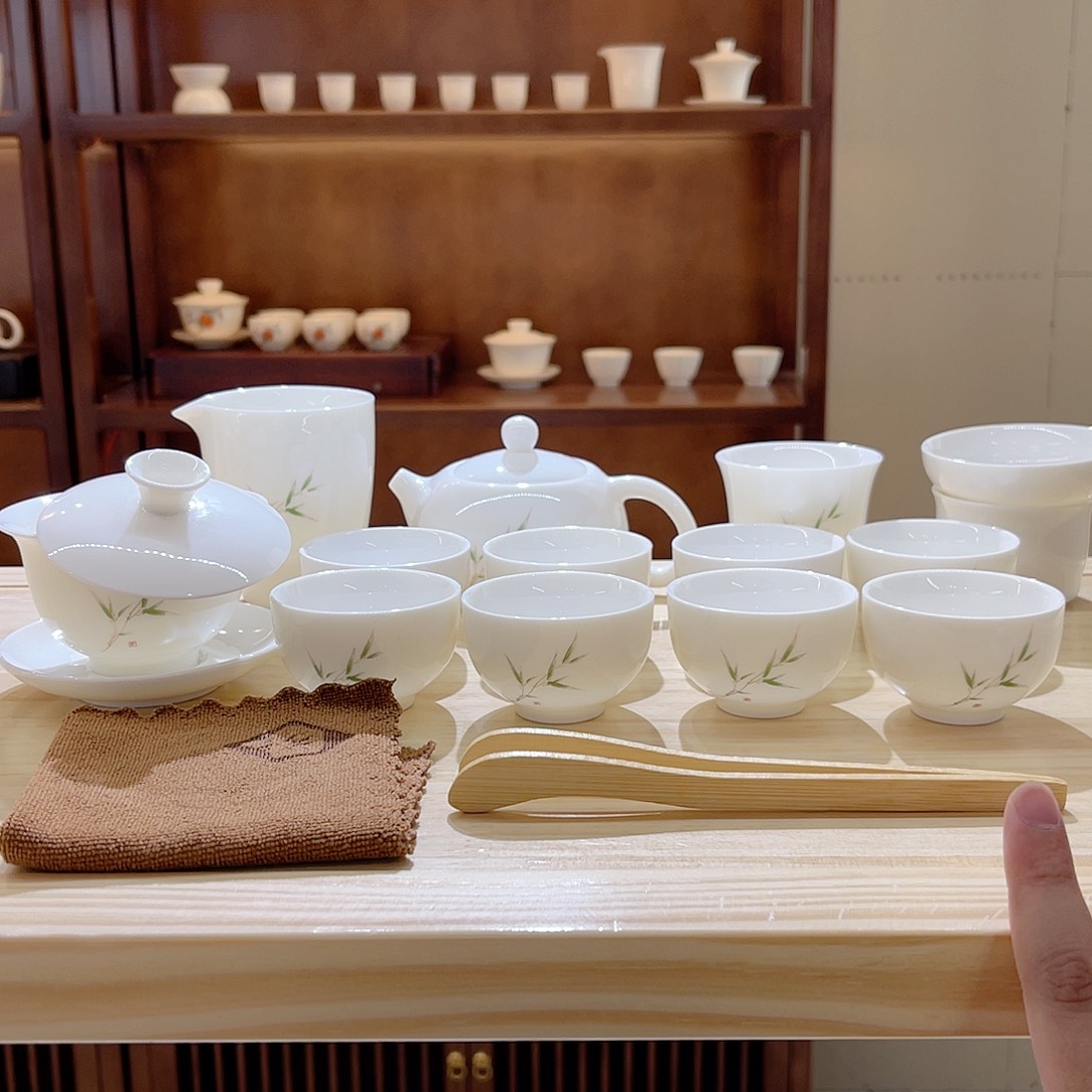 瓷片玄致羊脂玉瓷茶具套装