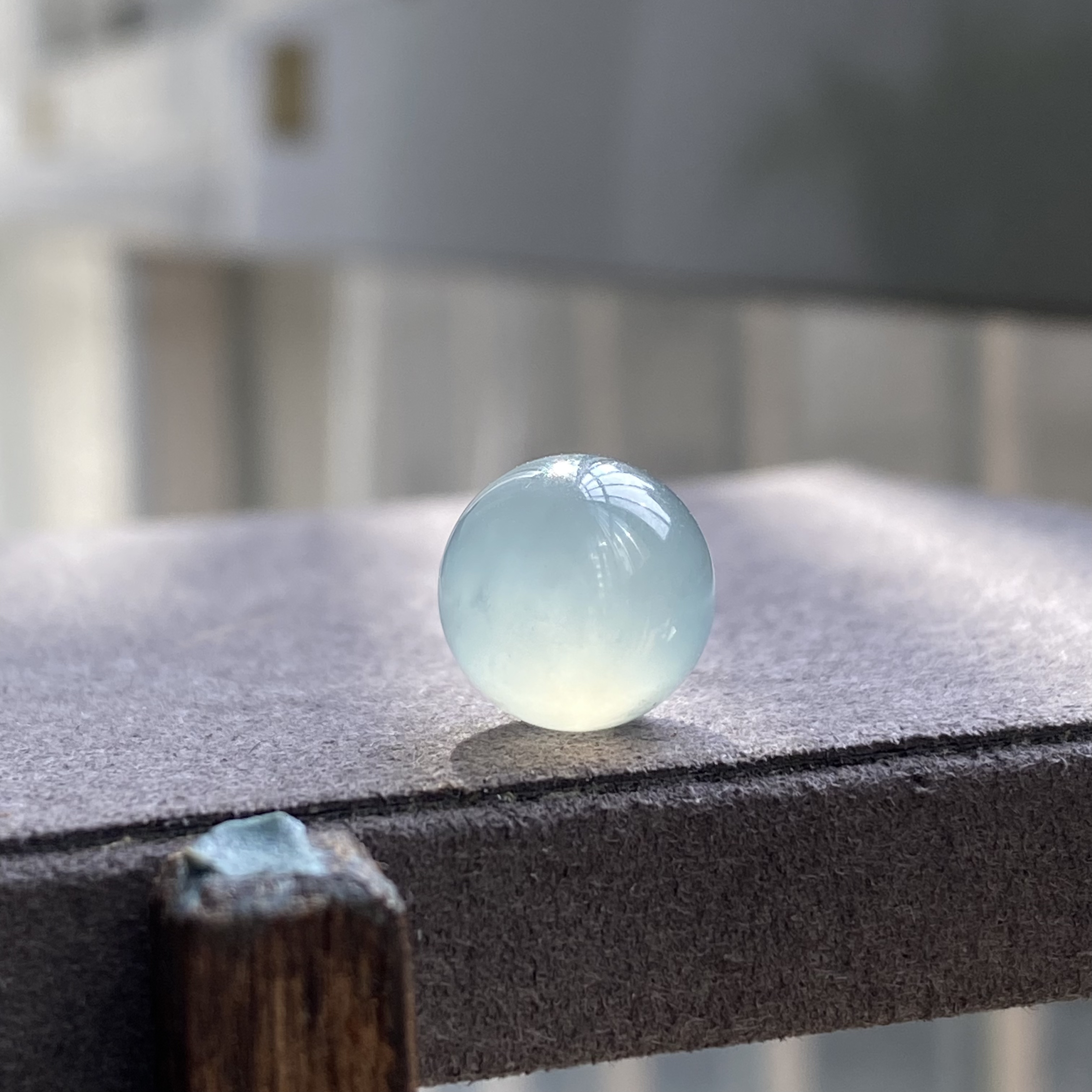 缅甸翡翠圆珠卡11.1冰晴蓝波珠C1206细腻起胶感打孔冰透孔意境棉 