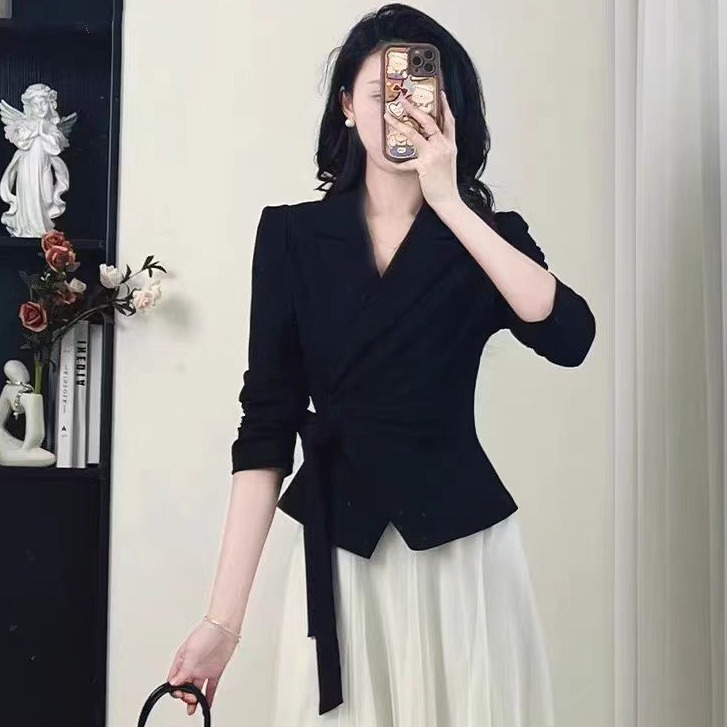 【清货】黑色外套半身裙套装超火高级感网纱半身裙两件套潮3011