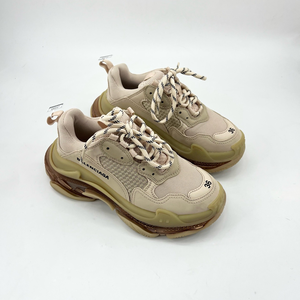 99新 Balenciaga/巴黎世家 36码/奶茶色triples老爹鞋/pp0002