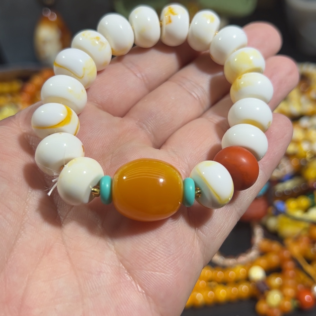 卡1.4加骨瓷白蜡手串手链