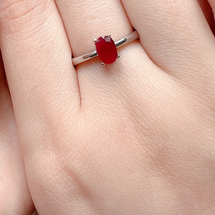 戒指银S925镶嵌红宝石