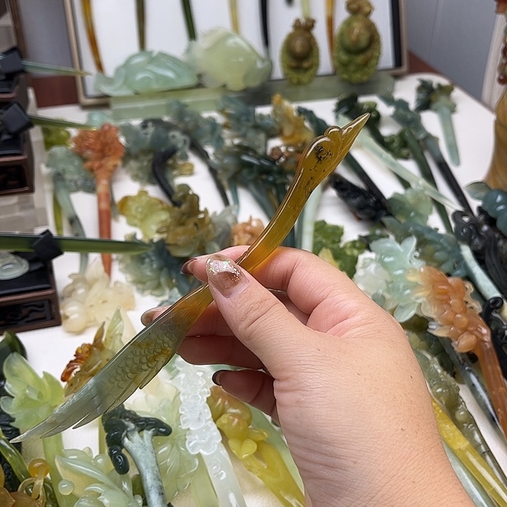 蛇纹石玉岫玉发簪未镶嵌