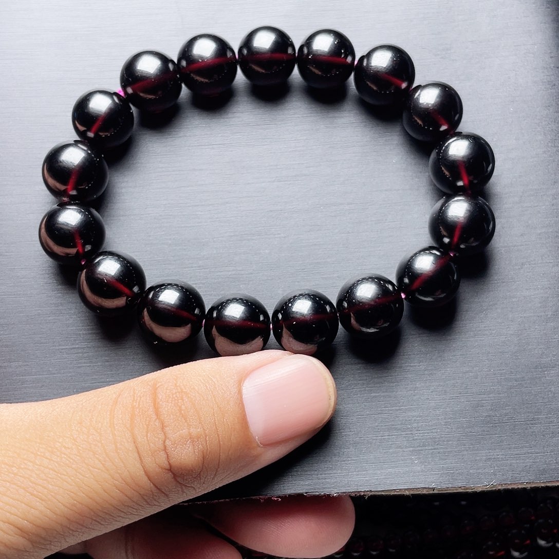 石榴石手链未镶嵌12MM毕业级酒红单圈天花板10A级