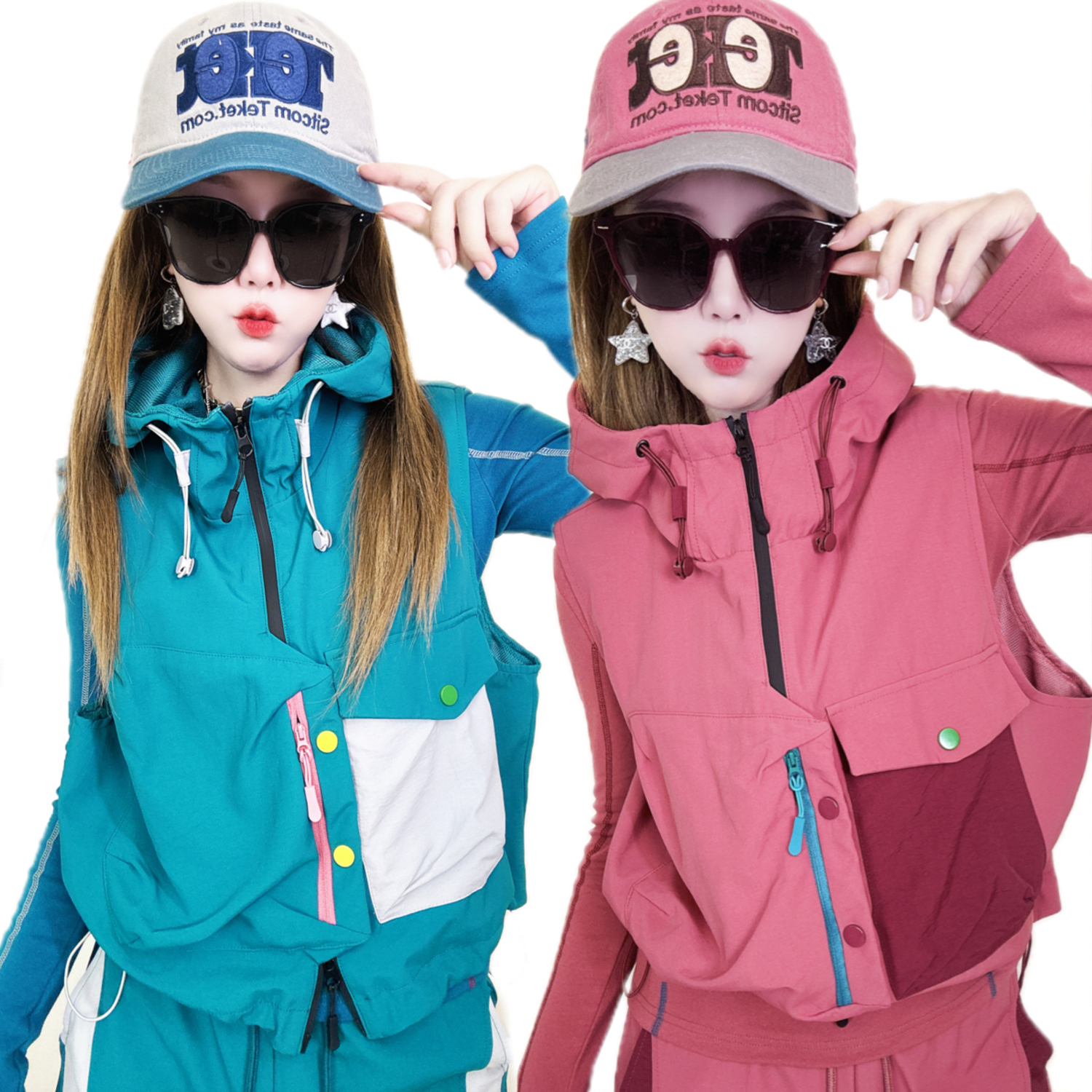 A422秋冬新品原创宽松显瘦时尚洋气减龄防风马夹外套女连帽马甲