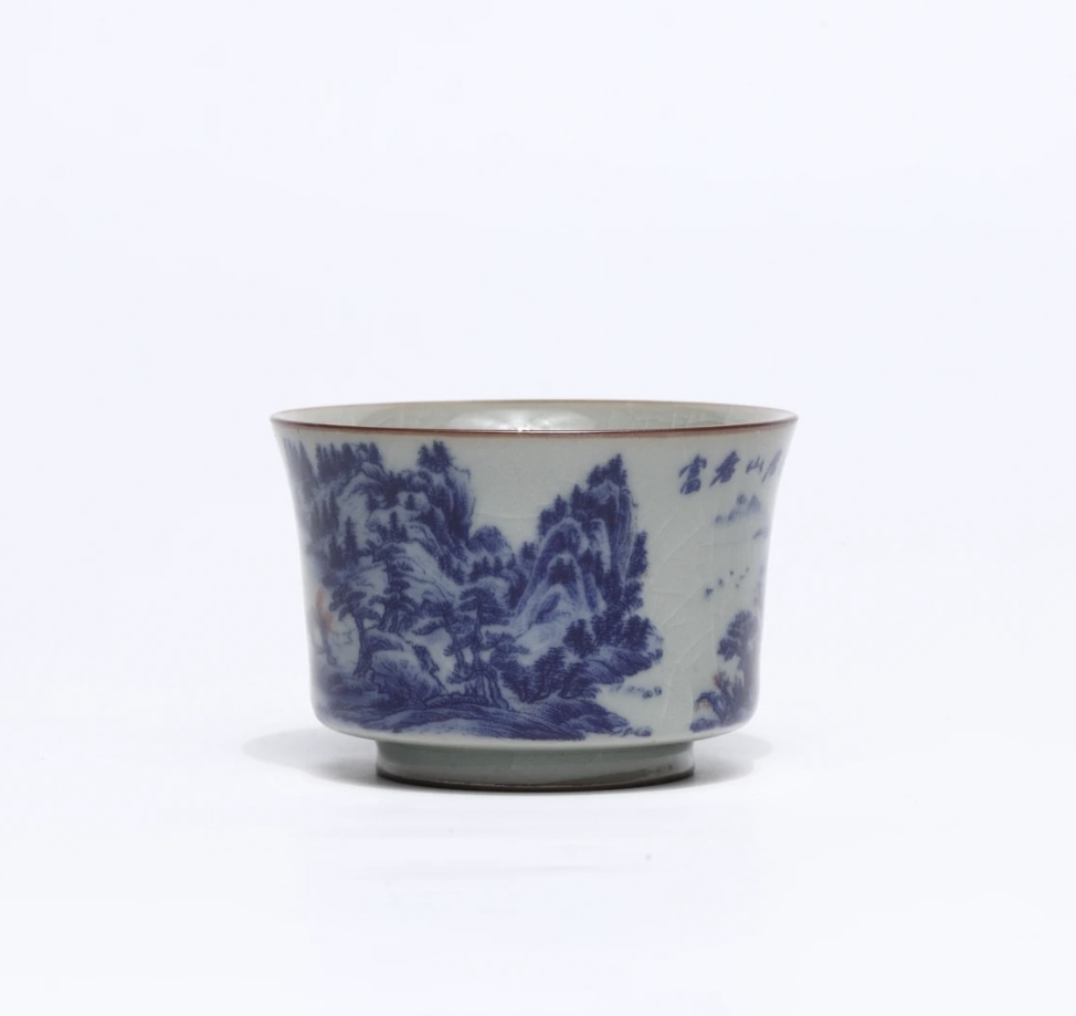 青花富春山居图小蛮腰杯