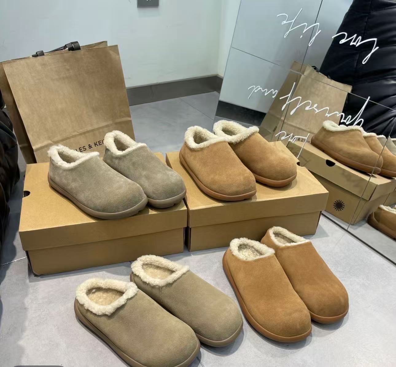 【厚底新款小土豆】羊皮毛一体半拖鞋雪地靴女棉冬新款保暖穆勒勃肯