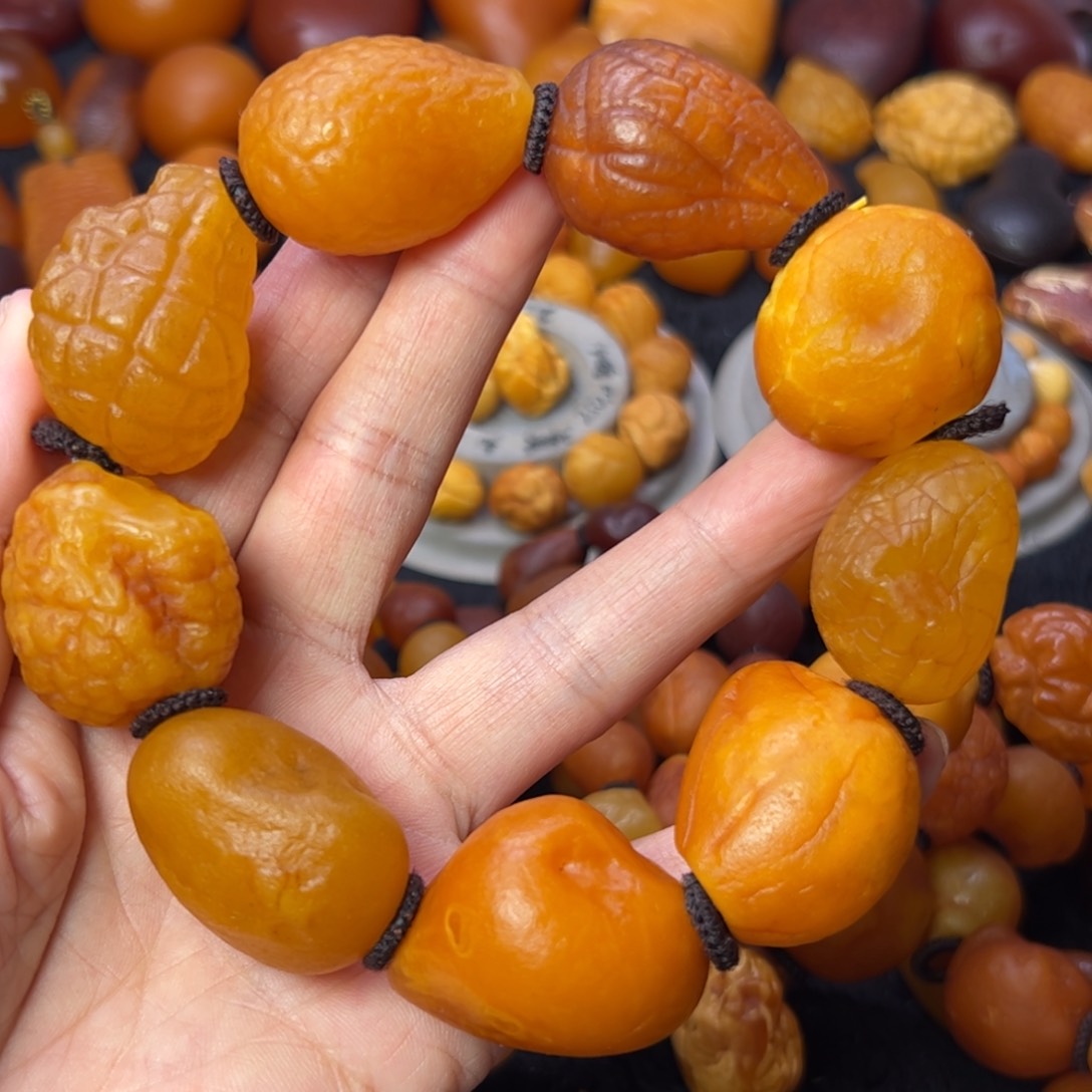 琥珀裸石未镶嵌天然蜜蜡手串
