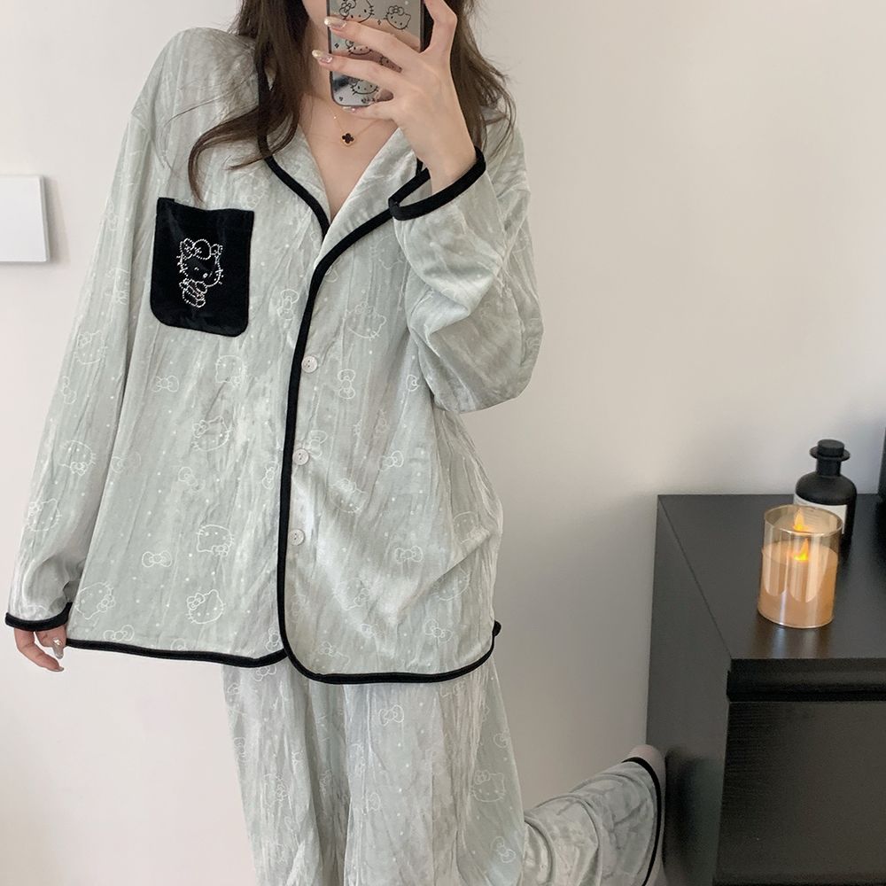 新款睡衣女士金绒喵喵可爱风家居服套装送闺蜜老婆生日礼物高级感