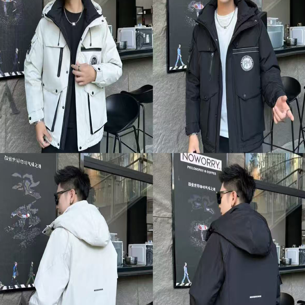 （扣号直播链接2）保暖优等品厚款连帽常规款男装中长款