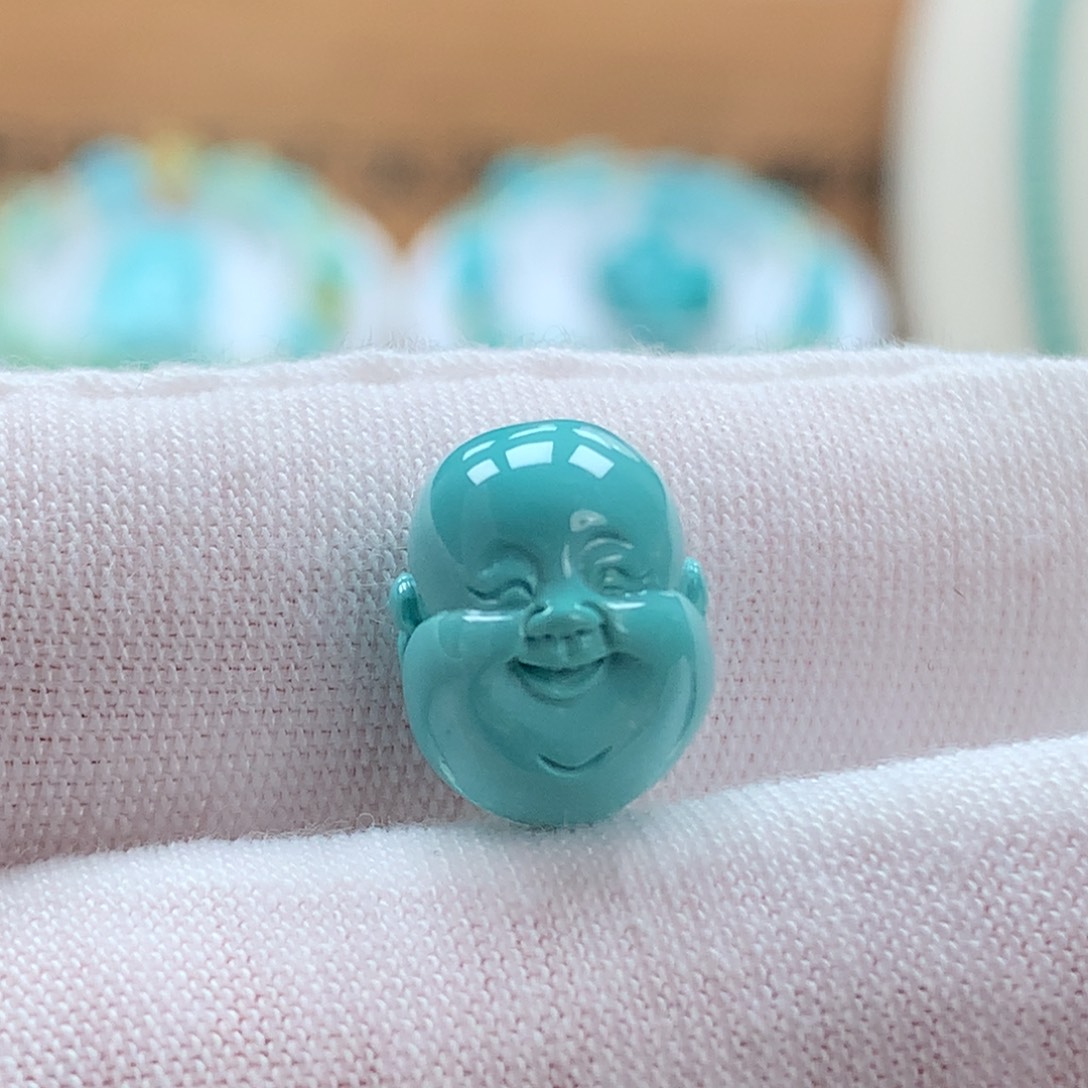 绿松石未镶嵌原矿绿松石弥勒配饰