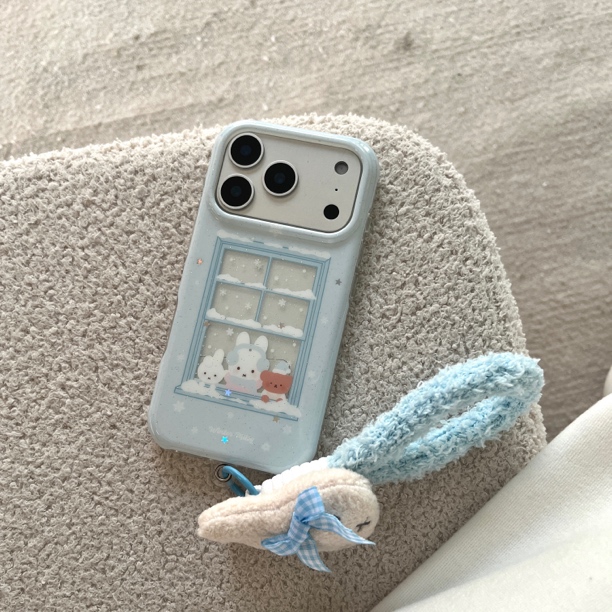 ins韩系可爱蓝底镂空雪花米菲小熊双层手机壳适用苹果iPhone17/16