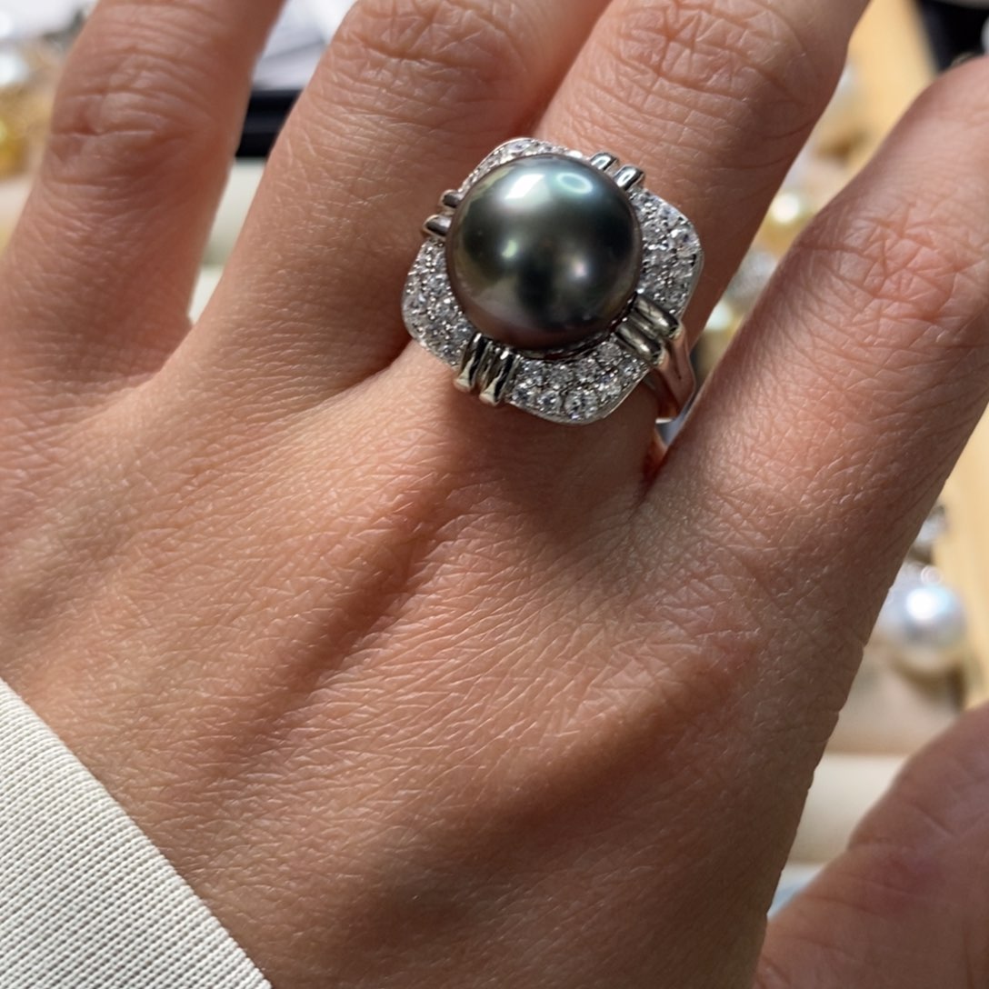 海水珍珠戒圈银S925镶嵌