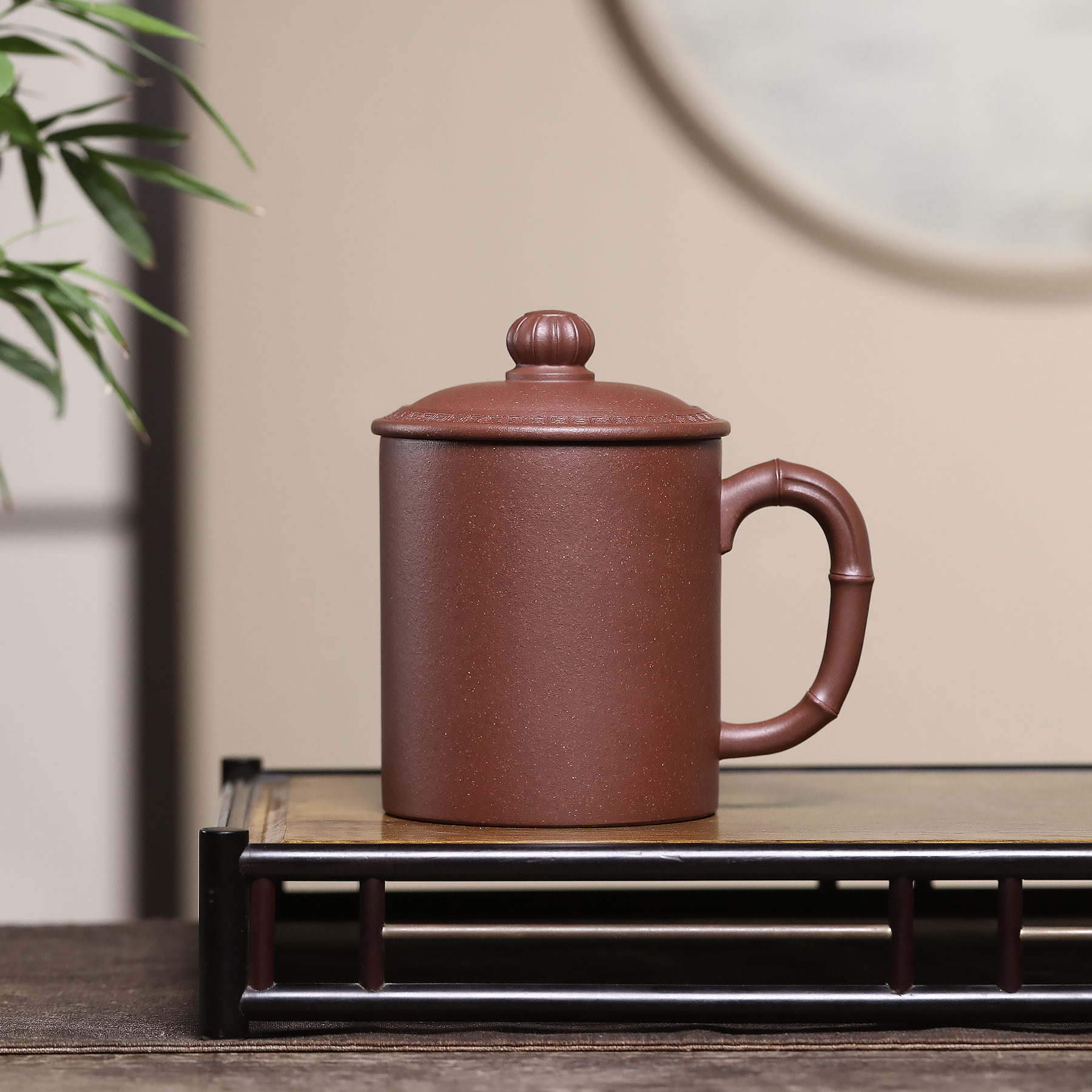 雪涓宜兴原矿紫砂四号井底槽青菱花大容量男女士办公盖杯