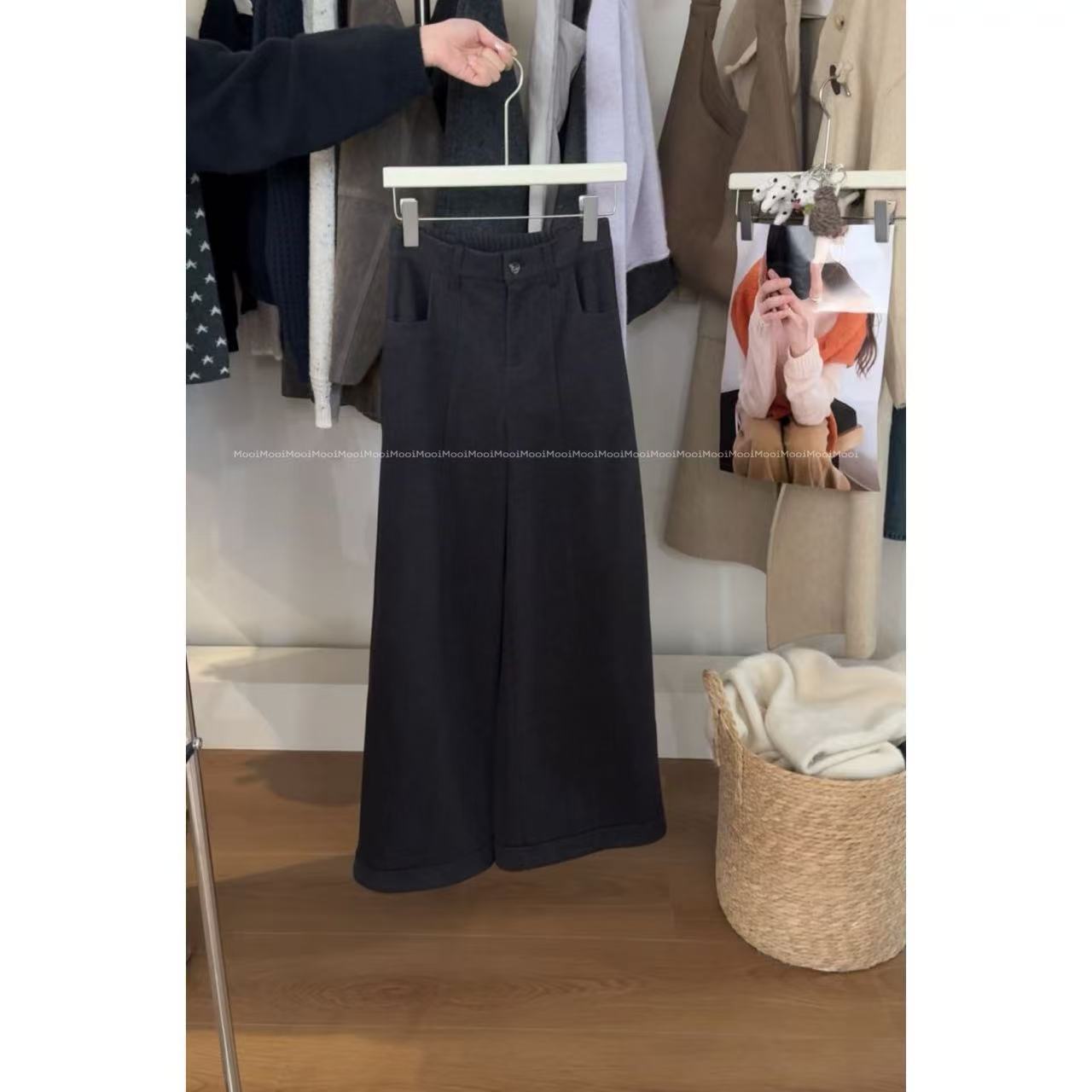 【mooi】'灰调漫游'秋冬新款韩版ins风小众设计感厚款休闲裤