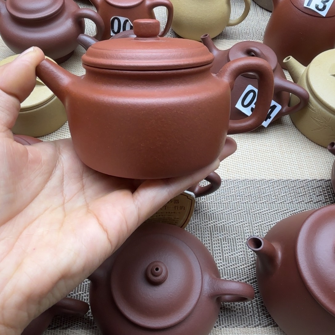 紫砂茶壶红降坡德钟160cc封釉