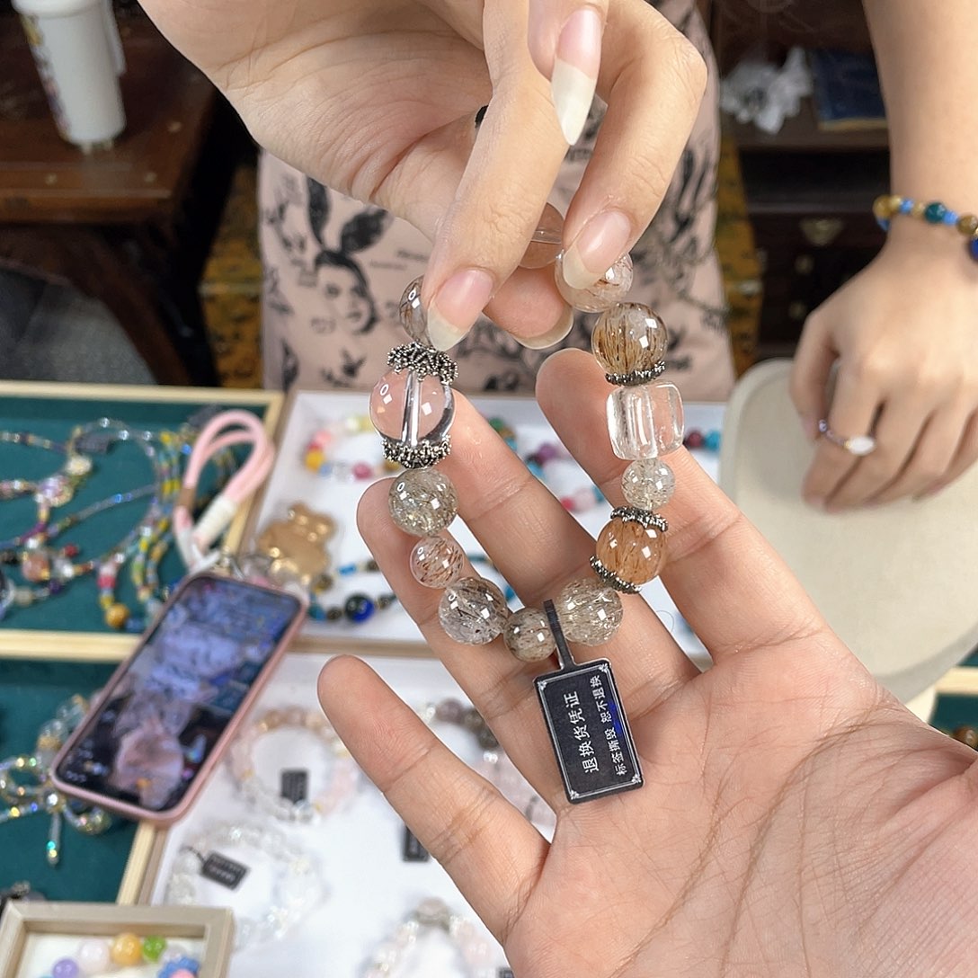 水晶手链银S925镀金镶嵌