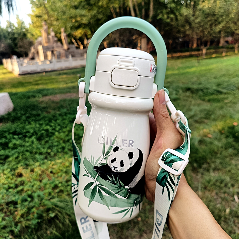 迪乐贝尔儿童保温杯高颜值双饮吸管水杯316不锈钢女学生专用杯子
