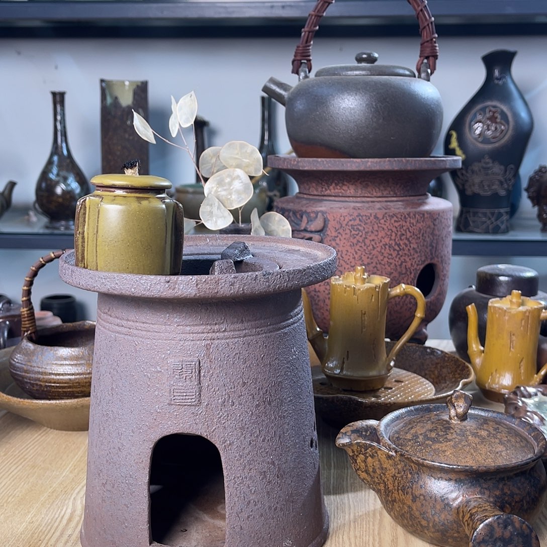 碟紫砂粗陶实用炭炉