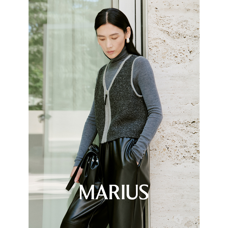 MARIUS"叠叠乐2.0"夹花色撞色肌理针织马甲